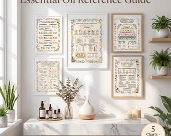 Ätherisches Öl Anleitung | 5 Referenzkarten | Sicherheit bei der Mischung | Aromatherapie Wandkunst | Digitaler Download | Druckbar