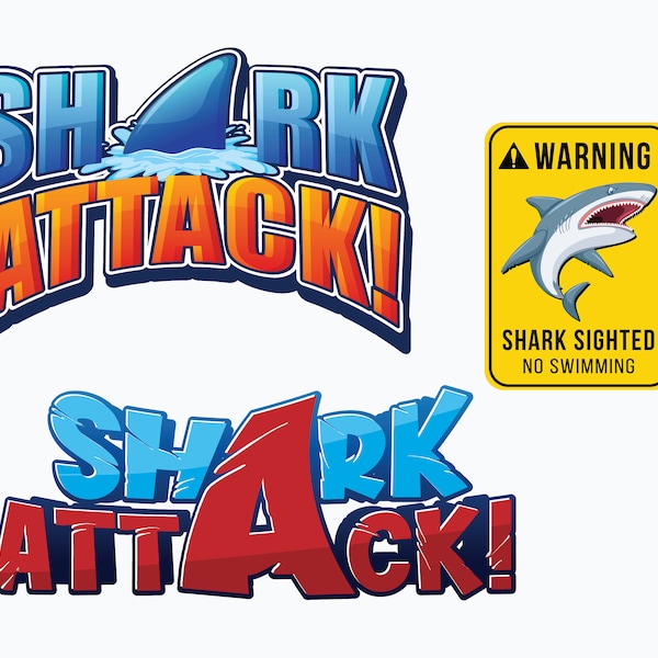 SHARK Attack Clipart - Shark In The Ocean - Shark Clipart, Cut files for Cricut, SVG/ 300DPI PNG/ Eps / Ai / Cricut / Canva Instant Download