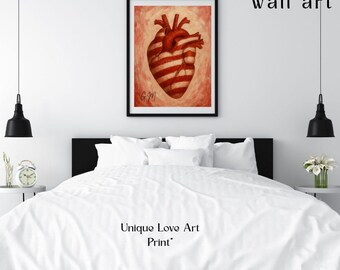 Abstract Heart Wall Art Printable – Modern Love Art Digital Download