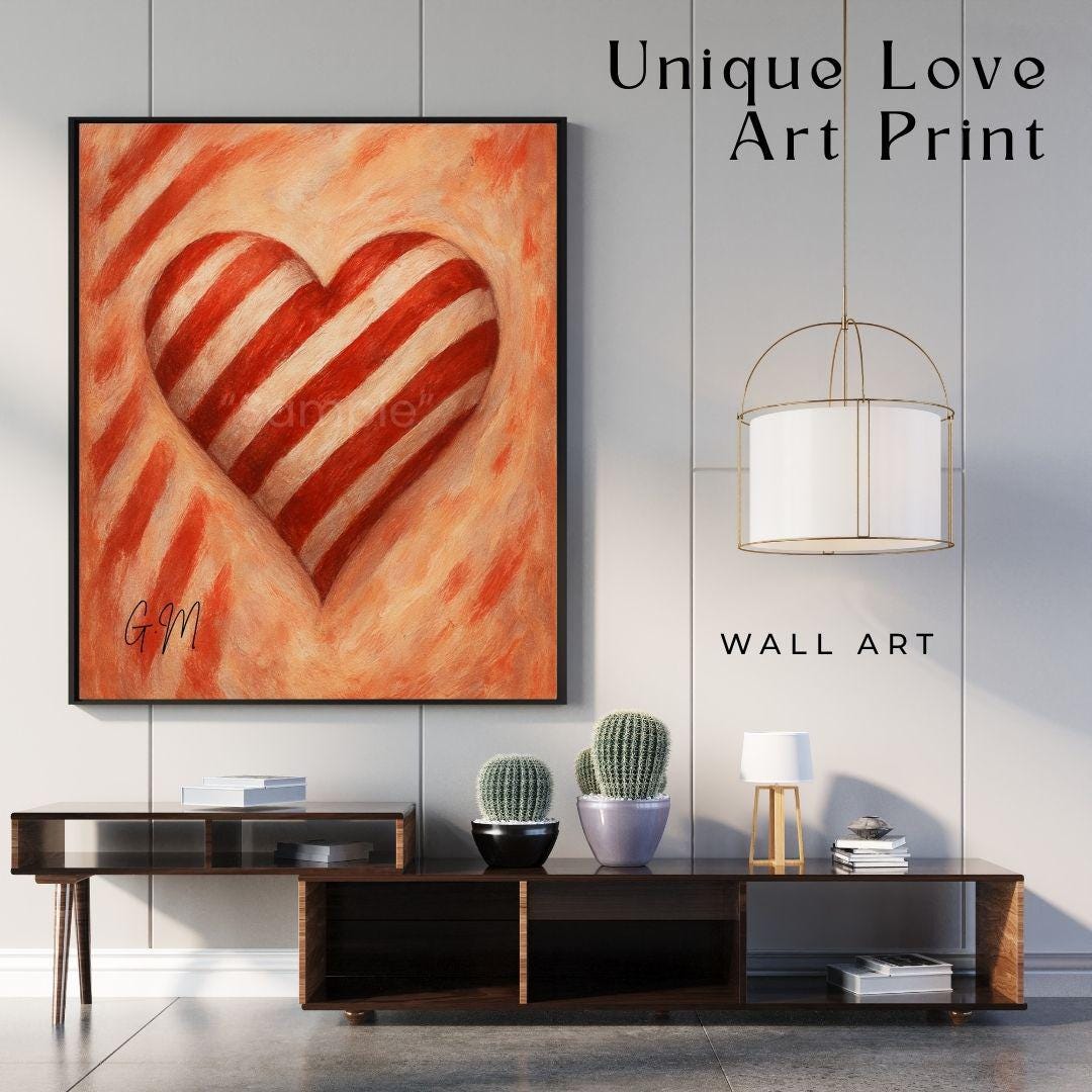 Red Abstract Heart Wall Art Printable – Modern Love Art Print ...