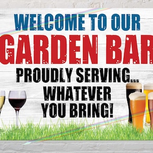 Metal Signs Vintage Retro - GARDEN BAR - Pub Bar Man Cave Garage Tin