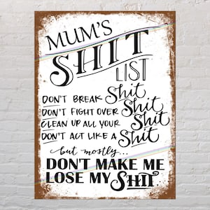 Letreros de metal Vintage Retro - MUMS SH-T - Pub Bar Man Cave Garage Tin