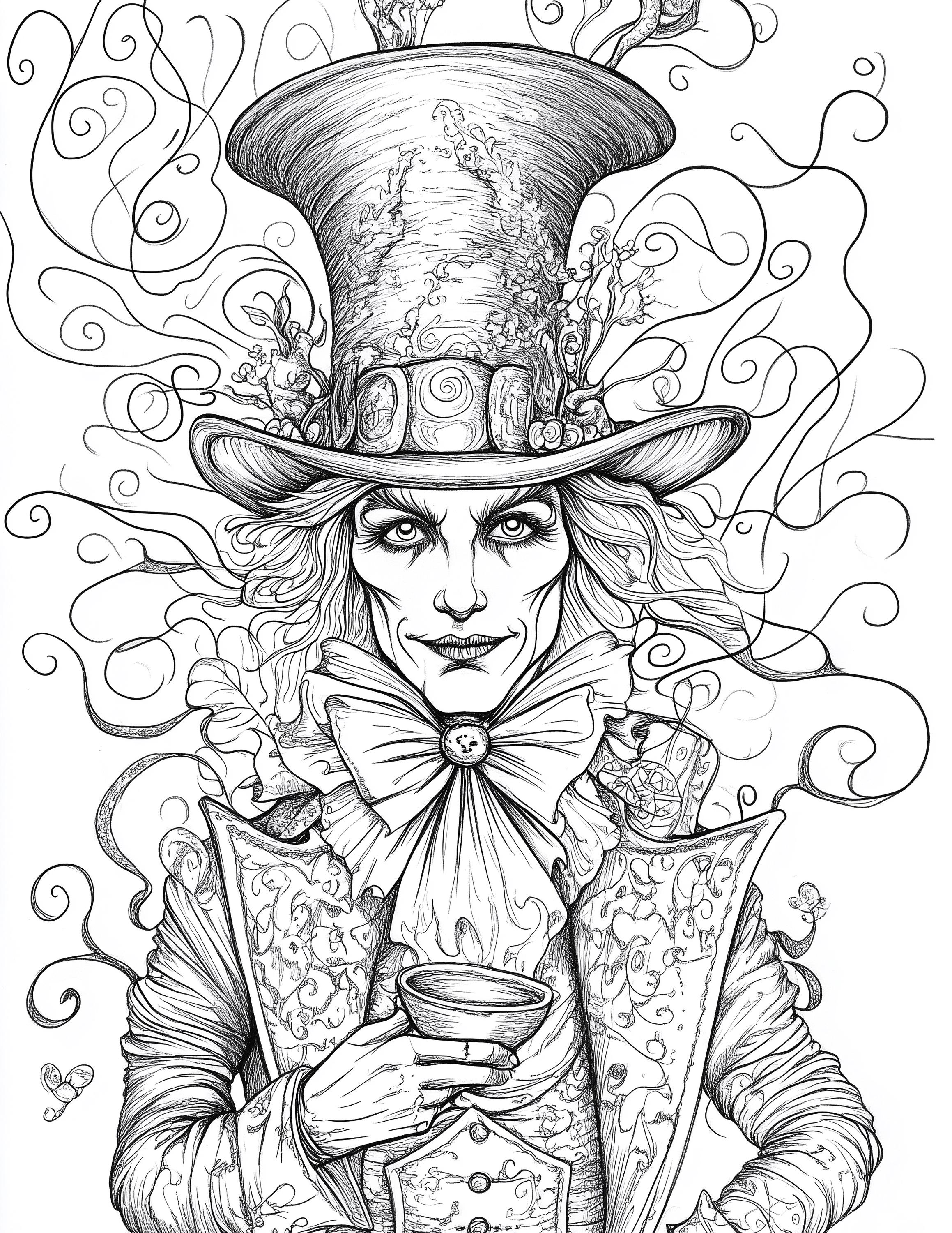 Alice in Wonderland Printable Coloring Pages (50 Pages!) - Etsy