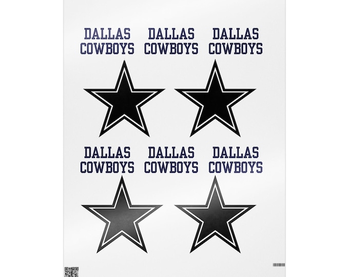 Featured listing image: NFL Dallas Cowboys Wrapping Paper White - Football Gift Wrap, Sports Birthday Party Supplies, Game Day Decor, Team Spirit Present Wrap, Fan