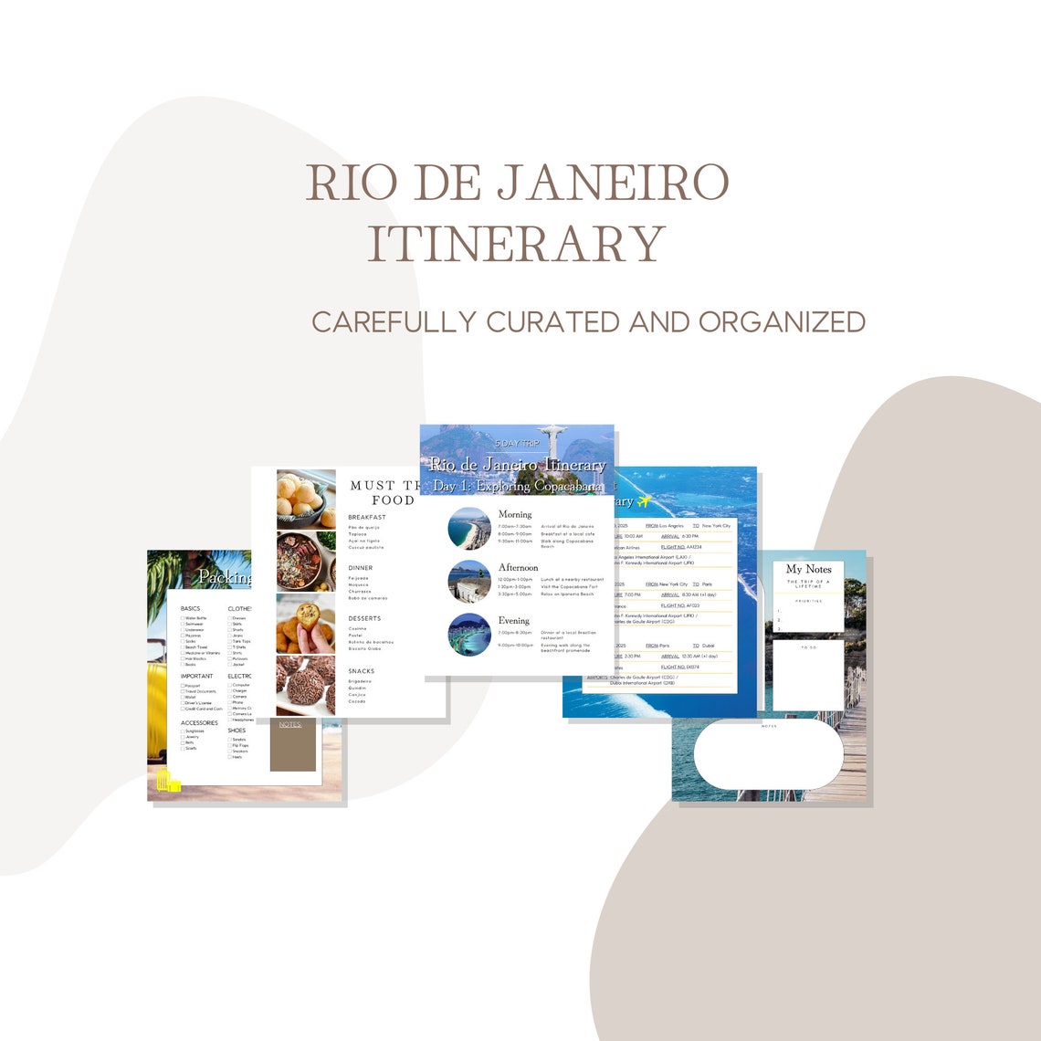 Rio De Janeiro Itinerary 5-day Canva Template | Brazil Travel Planner ...