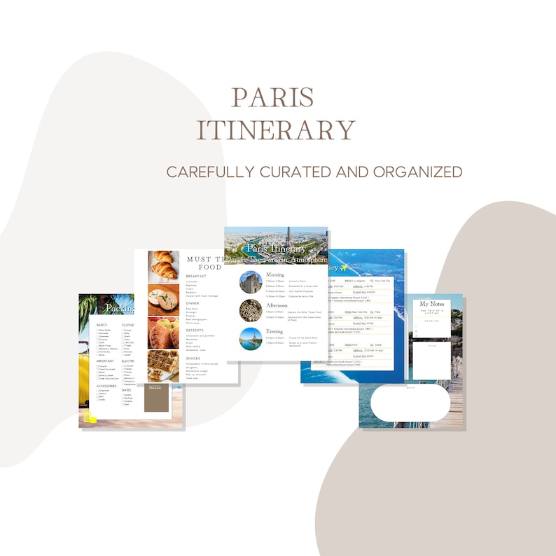 Paris Itinerary 5day Canva Template Paris France Travel Planner