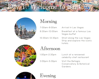 Las Vegas Itinerary 5-Day Canva Template | Las Vegas Travel Planner | Canva Template Travel | Customizable Itinerary Las Vegas
