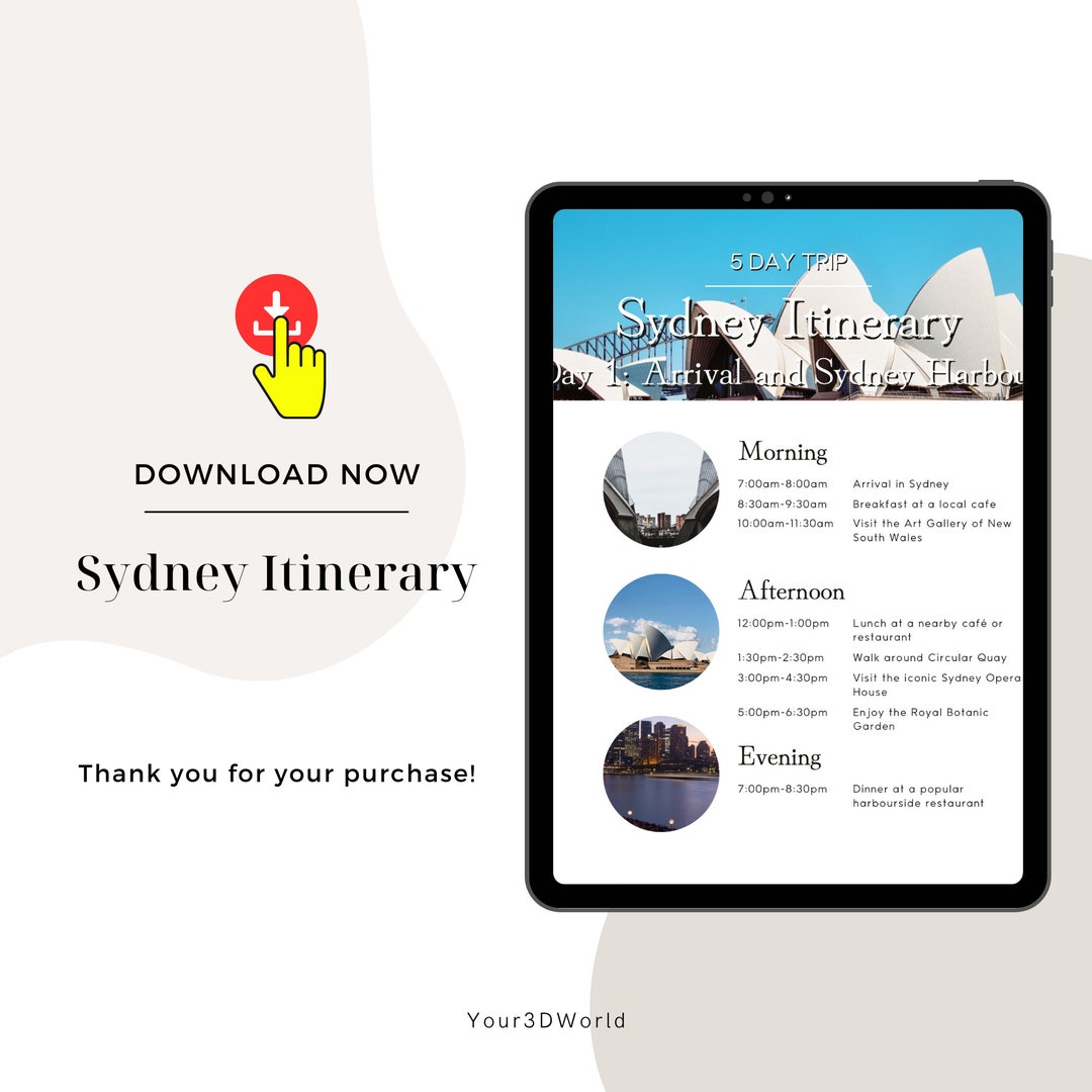 Sydney Itinerary 5day Canva Template Sydney Australia Travel Planner Canva Template Travel
