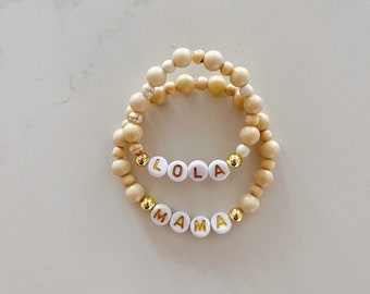 Ivory Jasper bubble name bracelet