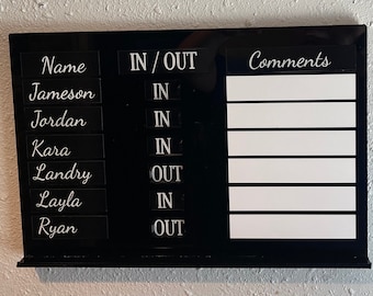 Customizable Office In/Out Sign with Comment Section