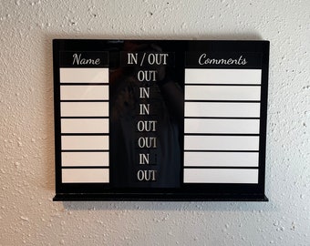 Customizable Office In/Out Sign with Sliding Indicator & Comment Section