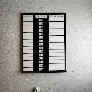 Customizable In/Out Office Sign with Sliding Indicator & Comment Section