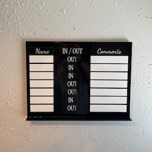 Customizable Office In/Out Sign with Sliding Indicator & Comment Section