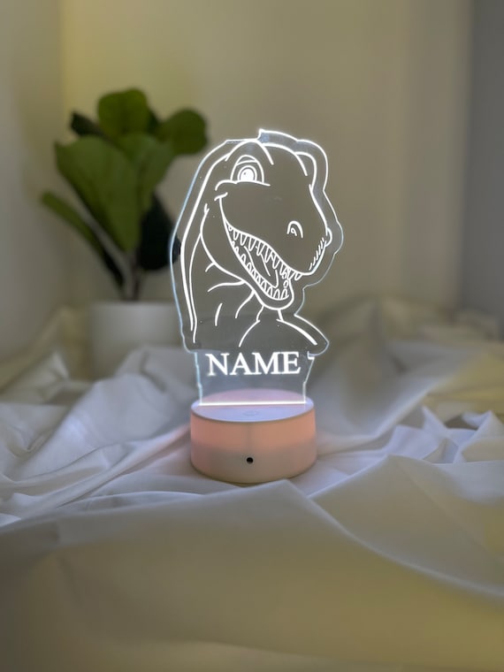 Custom Dinosaur lids nightlight led color changing kids' room name..