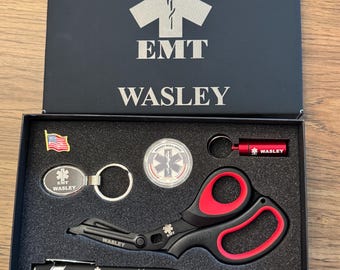 Engravable EMT Gift Box: Trauma Scissors, Pen Light & More