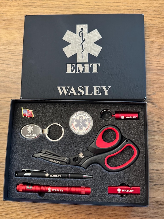 Engravable EMT Gift Box: Trauma Scissors, Pen Light & More