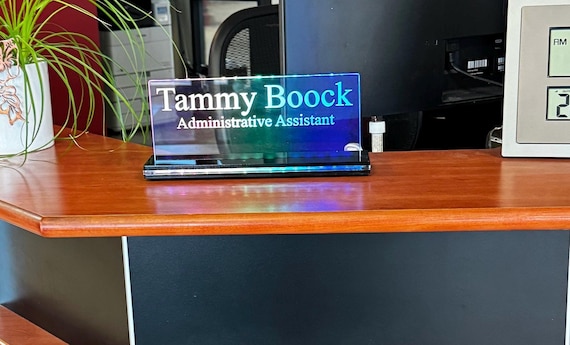 Custom Color Changing LED Desk Nameplate, USB or Battery Powered