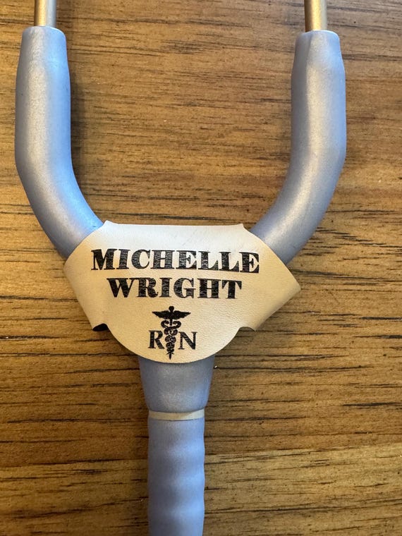 Personalized Leatherette Stethoscope Name Tag: Engraved Medical ID
