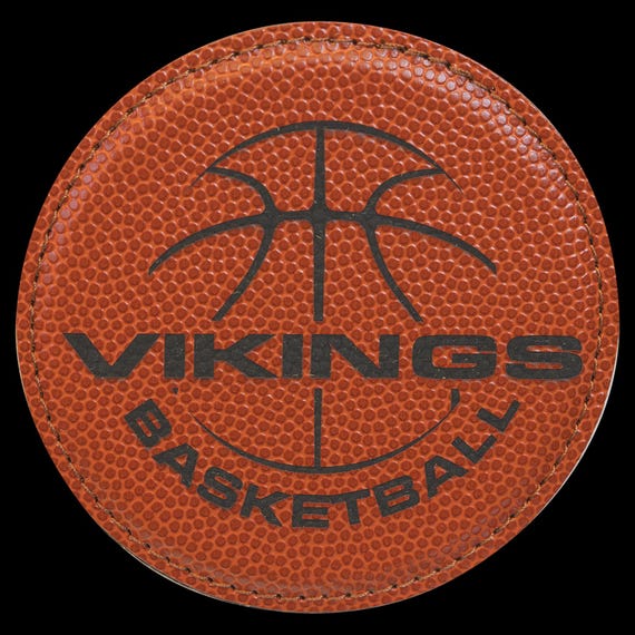 Engraved Basketball Leatherette Coaster, Personalized Sports Gift