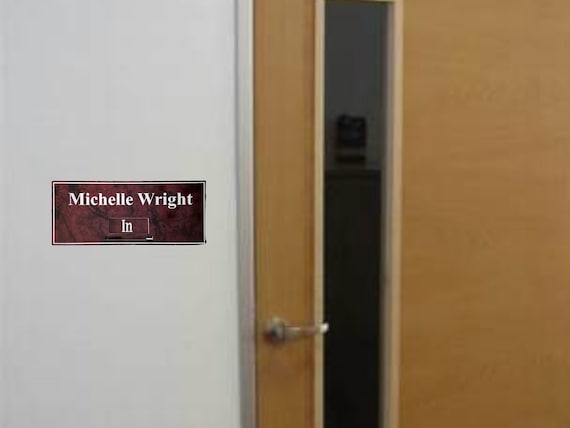 Customizable Office Door Name Plate with Sliding In/Out Sign