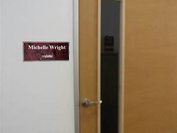 Custom Office Door Name Plate: Sliding Available/Busy Sign