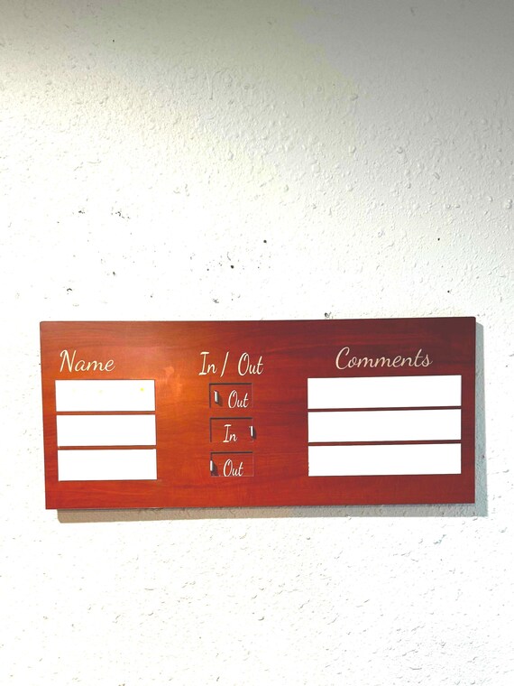 Customizable Wood Grain In/Out Office Sign with Dry Erase