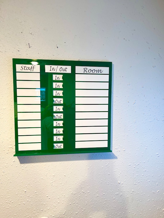 Customizable Office In/Out Sign with Sliding Section & Comment Area Choose your color