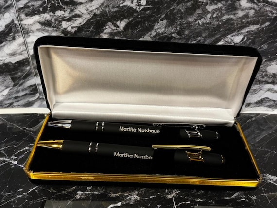 Engraved Pen Set with Velvet Gift Box, Personalized Corporate Gift