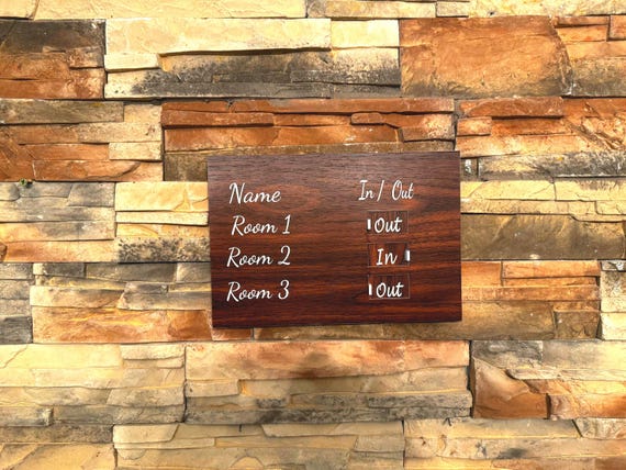 Custom Engraved Wood Grain In/Out Office Sign