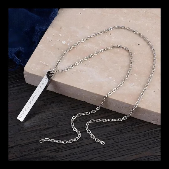 Personalized Stainless Steel Rectangle Pendant Necklace: Engraved Gift