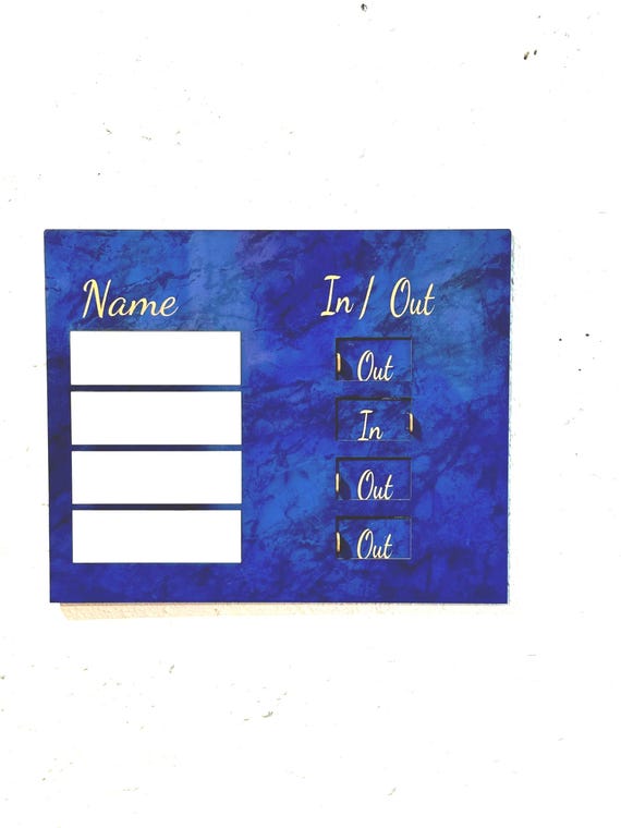 Blue Marble Acrylic In/Out Office Sign with Sliding Indicator, Customizable