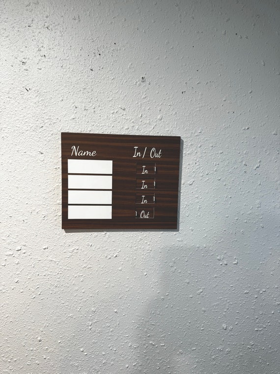 Display model only Walnut Wood Grain Acrylic In/Out Office Sign