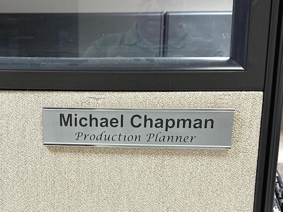 Custom Office or Cubicle Door Name Plate, Multiple Colors