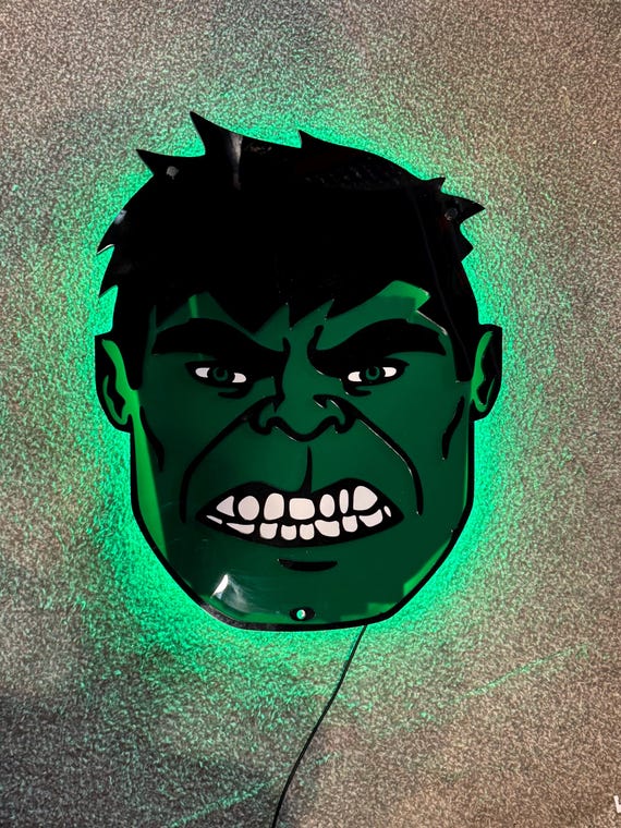 Backlit Hulk Sign | 3D Layered Acrylic, Superhero Decor