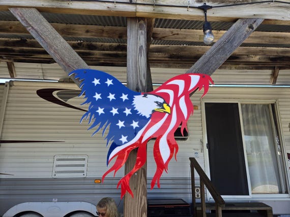 American Eagle Flag Wall Decor: 3D Layered Acrylic