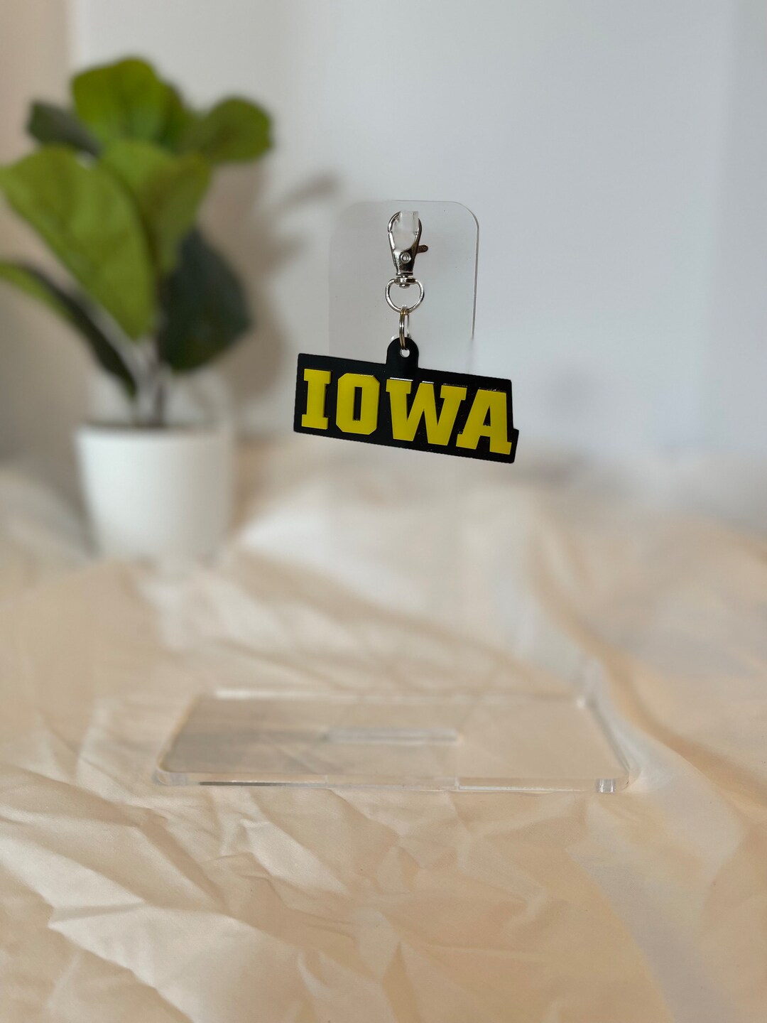 Iowa Keychain Iowa Acrylic Name Keychain Tag, Black and Yellow . Great Gift Idea - Etsy