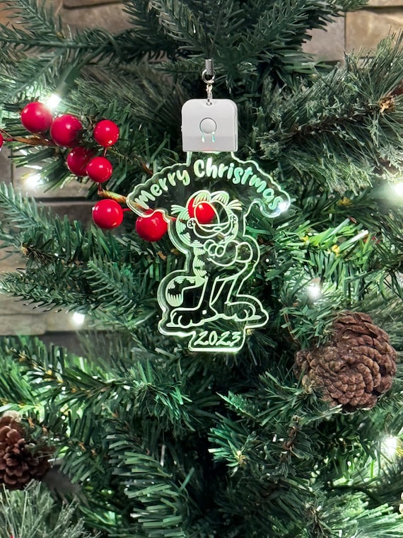 Cat Ornament that changes color or choose a solid color.   Rechargeable Lighted Ornament.