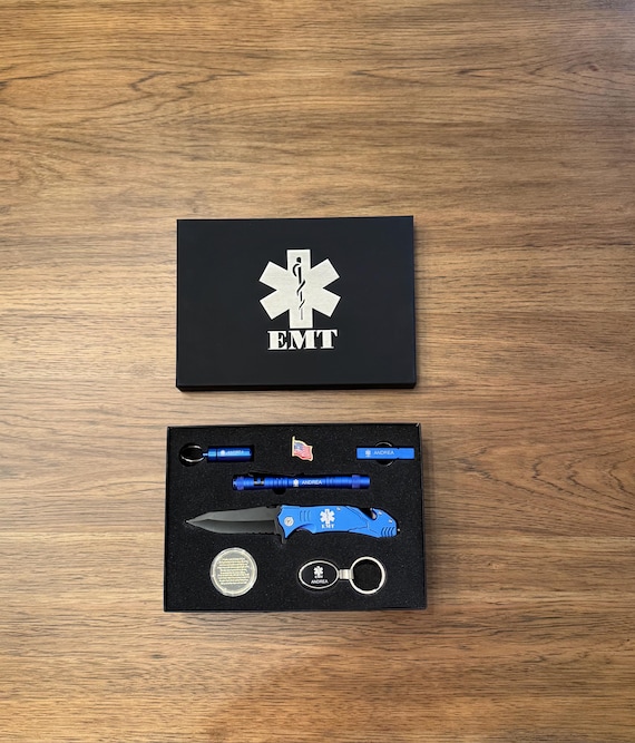 Engraved EMT Gift Set, Rescue Knife, Whistle, Pen Light