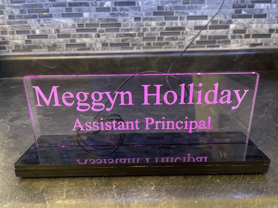 Custom Lighted Desk Nameplate: Color Changing LED Sign
