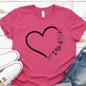 I love Overlanding t-shirt, Heart Overland tshirt, Roof Top Tent Truck shirt, gift for camper mom friend mommy sister aunt, camping Tee top