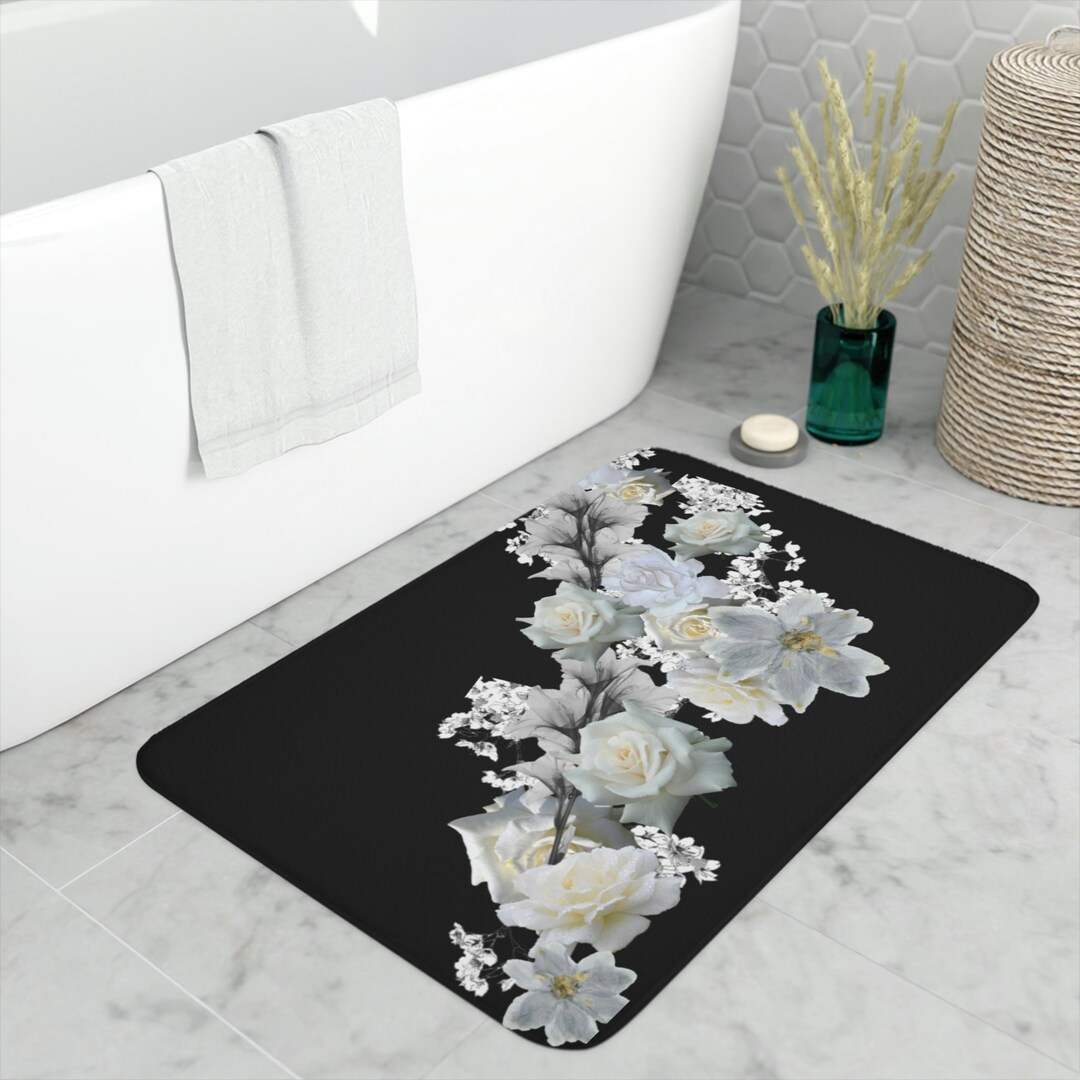Memory Foam Bath Mat Bathroom Rugs Black and White Rugs Etsy