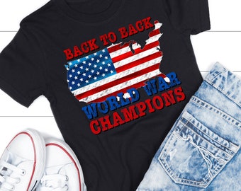 Mistrzowie świata Back To Back PNG do pobrania cyfrowego | Humor 4 lipca | Projekty USA | Projekt DTF sublimacji | Merica Czerwony Biały Niebieski