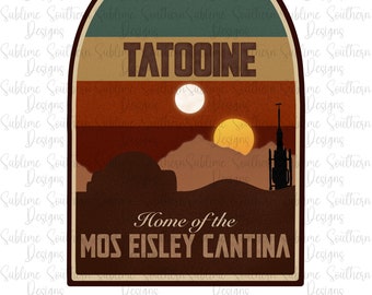 Tatooine PNG file | Star Wars Fan Graphic Tee design | Digital Design Download | Mandalorian Twin Sun Scene | Fan Art Design