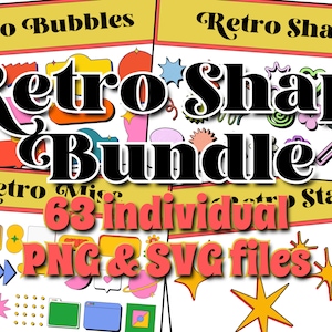 Retro Shapes Bundle PNG SVG | Instant Download | Print on Demand | Shapes Clipart Bundle | Retro Shapes | Retro Bubbles | Miscellaneous PNG