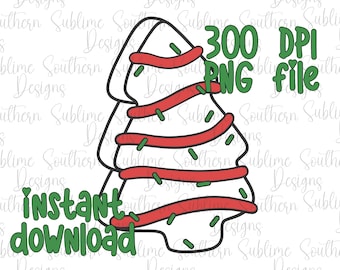 Christmas Tree Cake | 300 DPI PNG file | Personal Commercial Use digital instant download | Sublimation DTF digital design