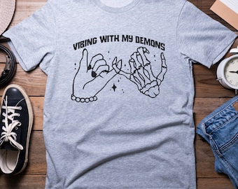 Vibing With My Demons PNG | Skelett Pink Promise | Shirt Design | Digitaler Download