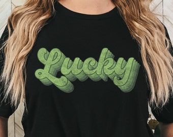 Distressed Lucky PNG | St. Patricks Day png | St Pattys Day | Sublimation DTF | Digital Design Instant Download | Lucky Shamrock | Retro png