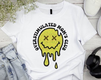 Klub Nadmiernie Stymulowanych Mam PNG | Projekt Uśmiechniętej Uśmiechniętej Kobiety | Plik Sublimacji Mamy | Pobieranie Cyfrowe