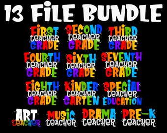 Zestaw Rainbow Teacher PNG | Pliki nauczyciela od przedszkola do 8 klasy | Cyfrowy plik nauczyciela klas specjalnych | Sublimacja DTF Vinyl | Plik Zip