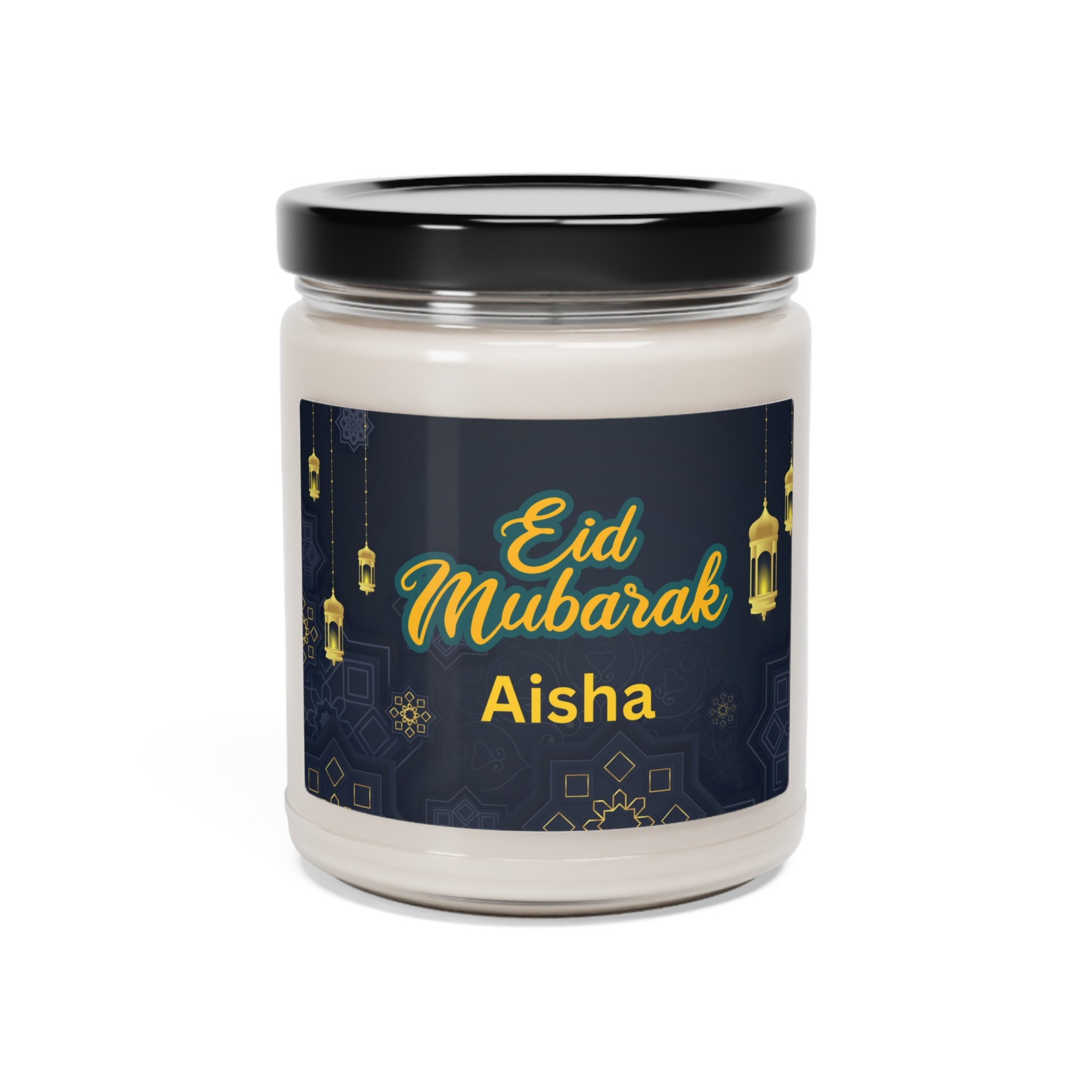 Personalized Eid Gift, Eid Mubarak Scented Eco Friendly Soy Candle 9oz